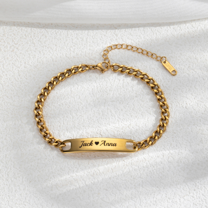 Cuban Link Chain Custom Name Engraved Bracelet