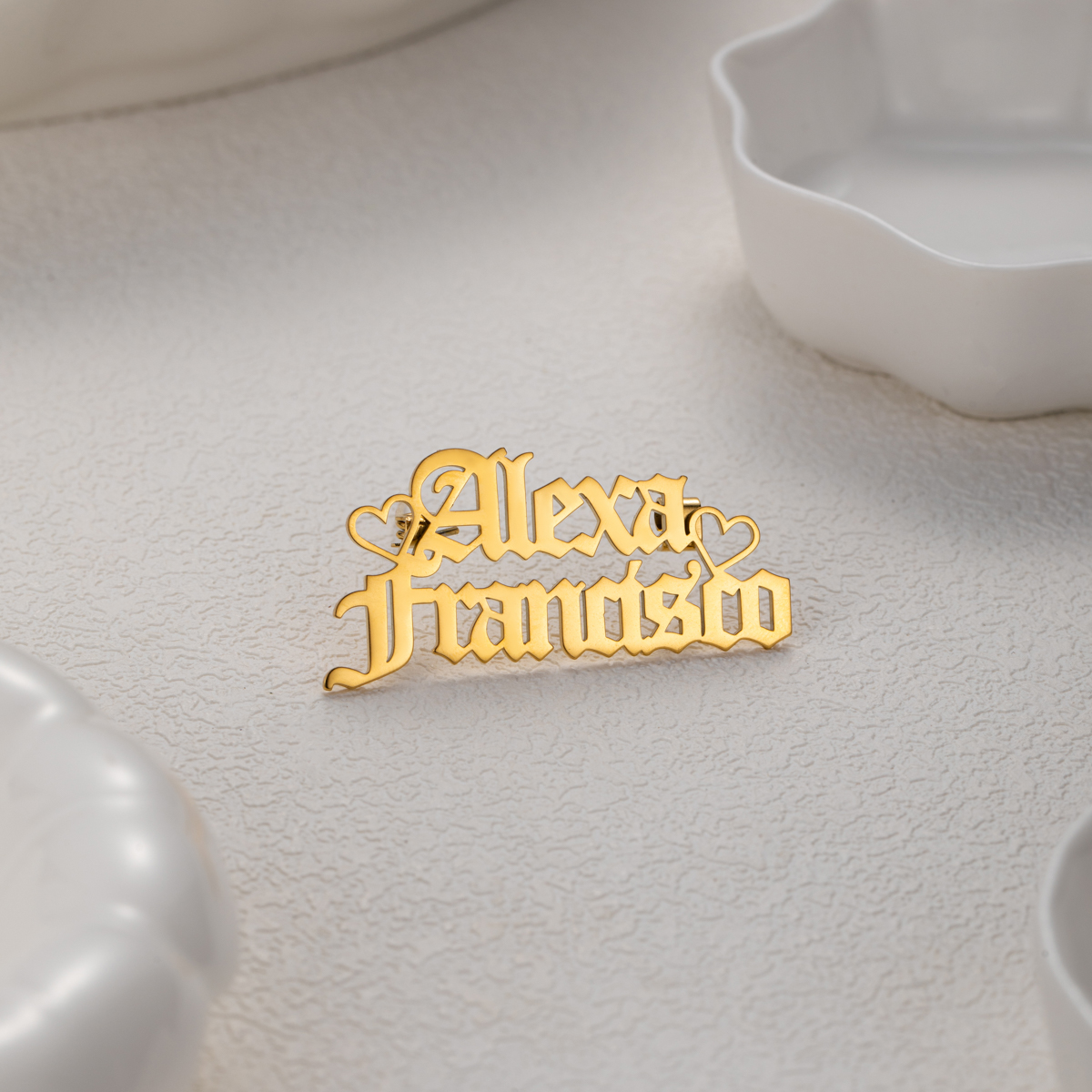 Double Name Love Token Brooch