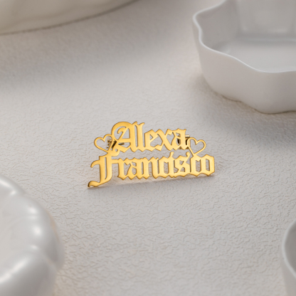 Double Name Love Token Brooch