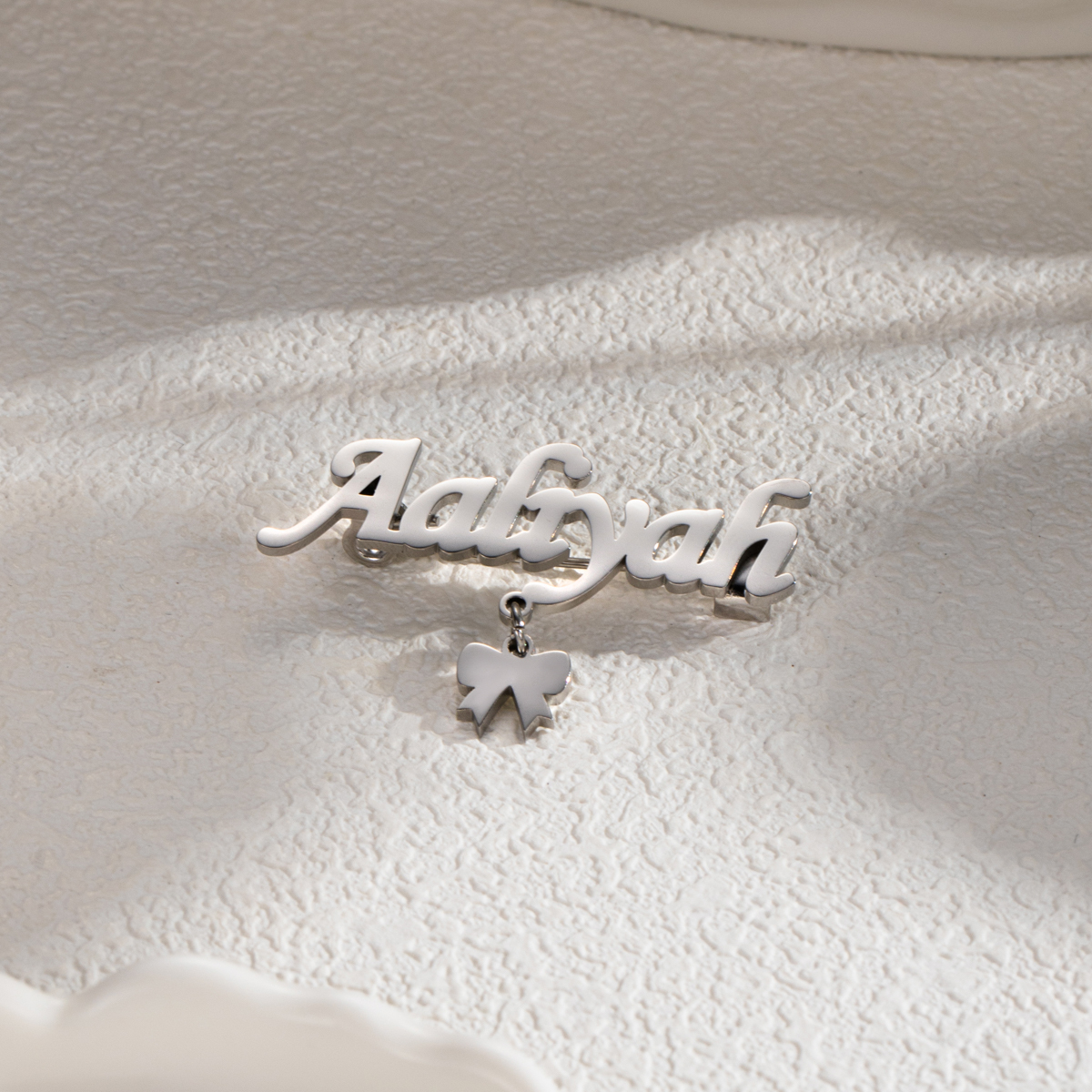 Name Brooch with Butterfly or Bear Pattern Pendant