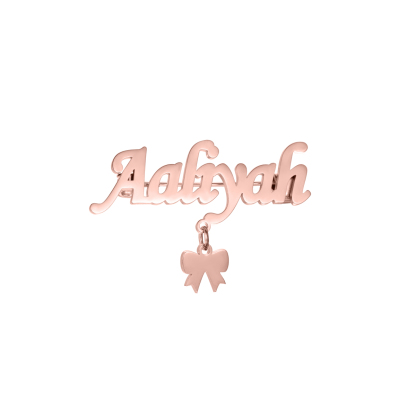 Name Brooch with Butterfly or Bear Pattern Pendant