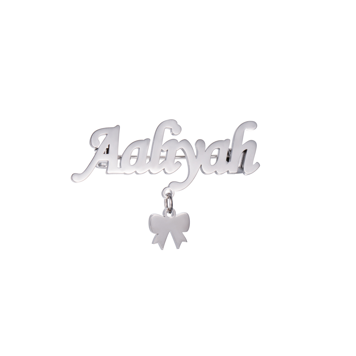 Custom Name Brooch with Butterfly Bear Pendant