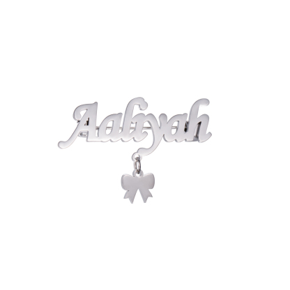 Name Brooch with Butterfly or Bear Pattern Pendant