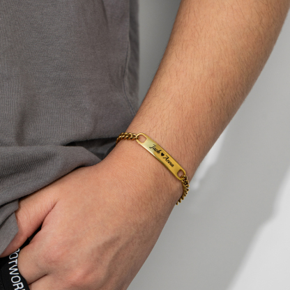 Cuban Link Chain Custom Name Engraved Bracelet