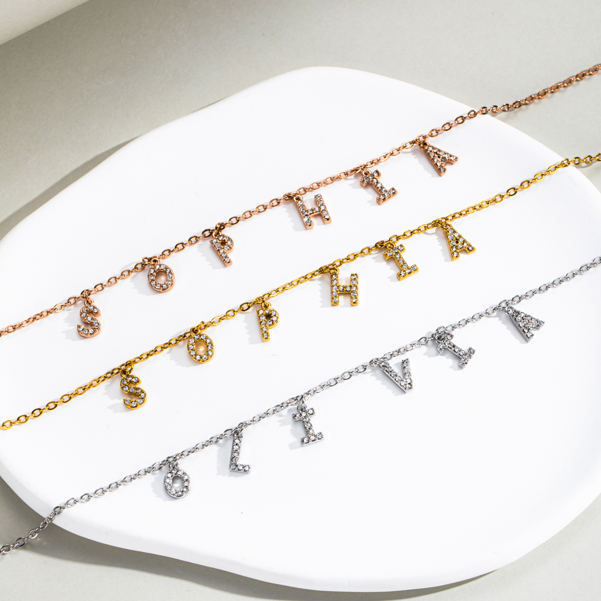 Custom Letter Necklace Inlaid with Rhinestones Shining Brilliantly