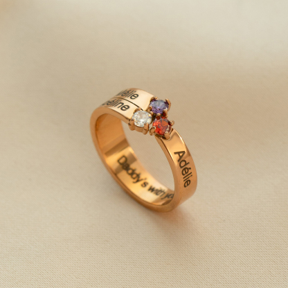 Custom 1-8 Names Birthstone Rings