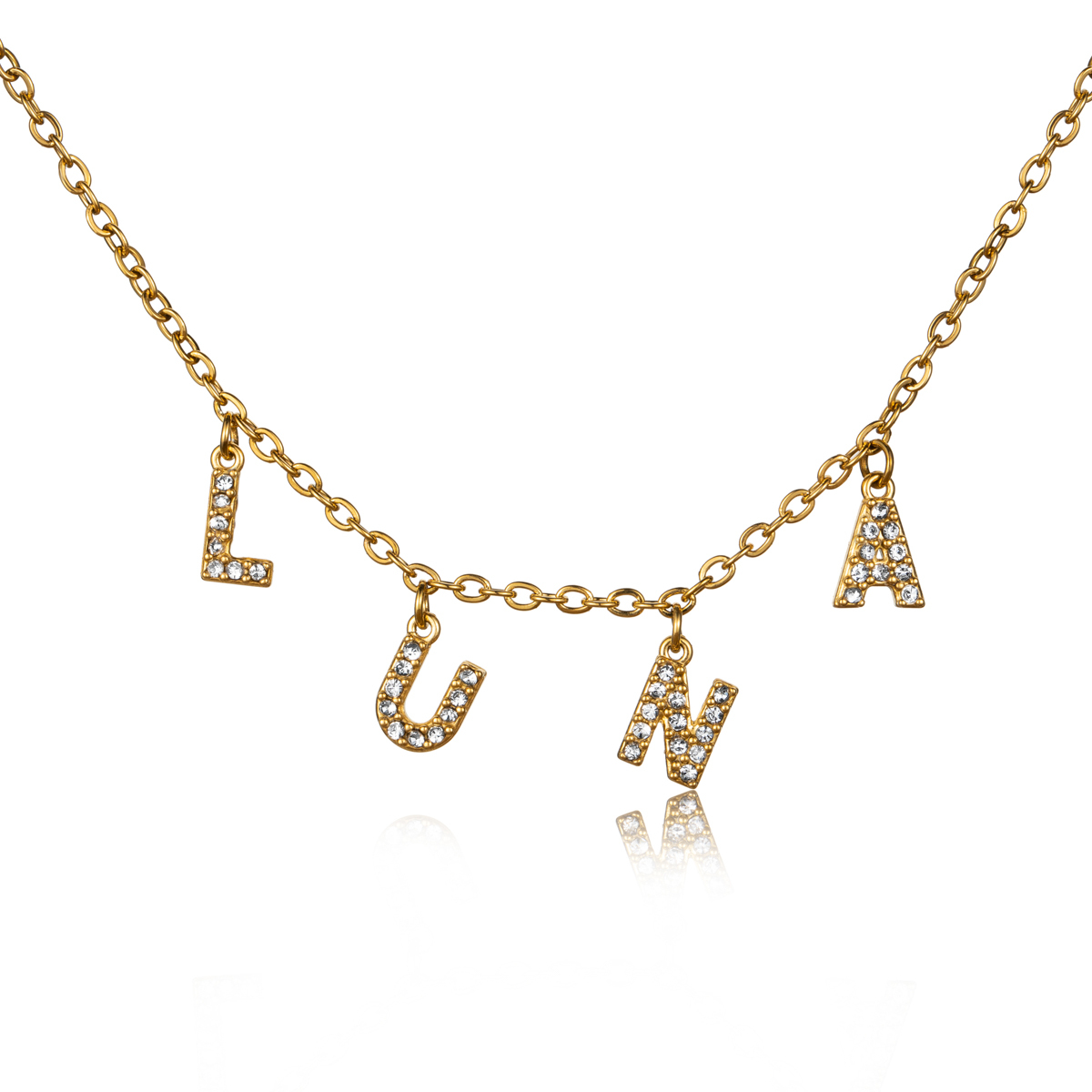 Custom Letter Necklace Inlaid with Rhinestones Shining Brilliantly