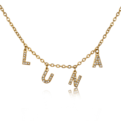 Custom Letter Necklace Inlaid with Rhinestones Shining Brilliantly