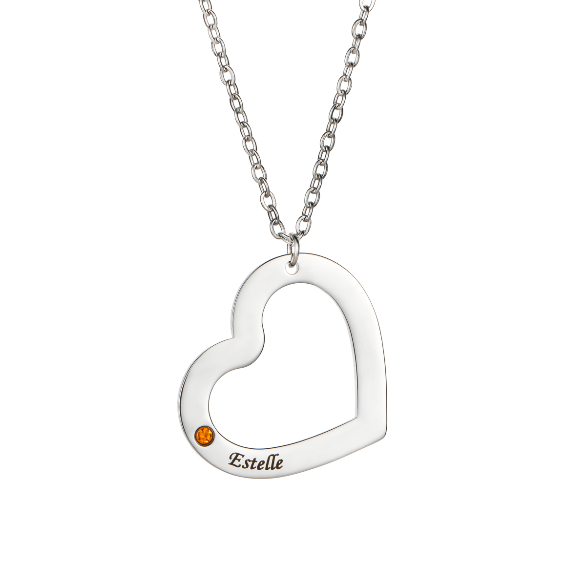 Custom Hugging Heart Birthstone Name Necklace