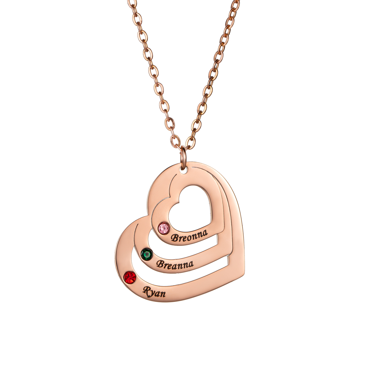 Custom Hugging Heart Birthstone Name Necklace