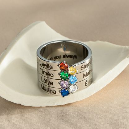 Custom 1-8 Names Birthstone Rings