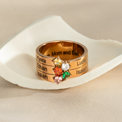 Custom 1-8 Names Birthstone Rings