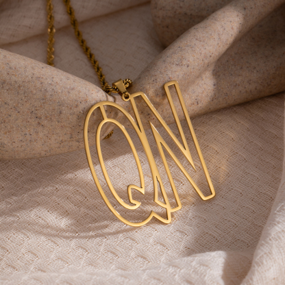 Customized Necklace with Simple Double-Letter Hollow Design 