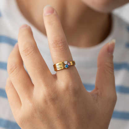 Custom 1-8 Names Birthstone Rings