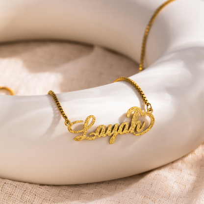 Exquisite Sand-Pressed Style Customized Name Necklace
