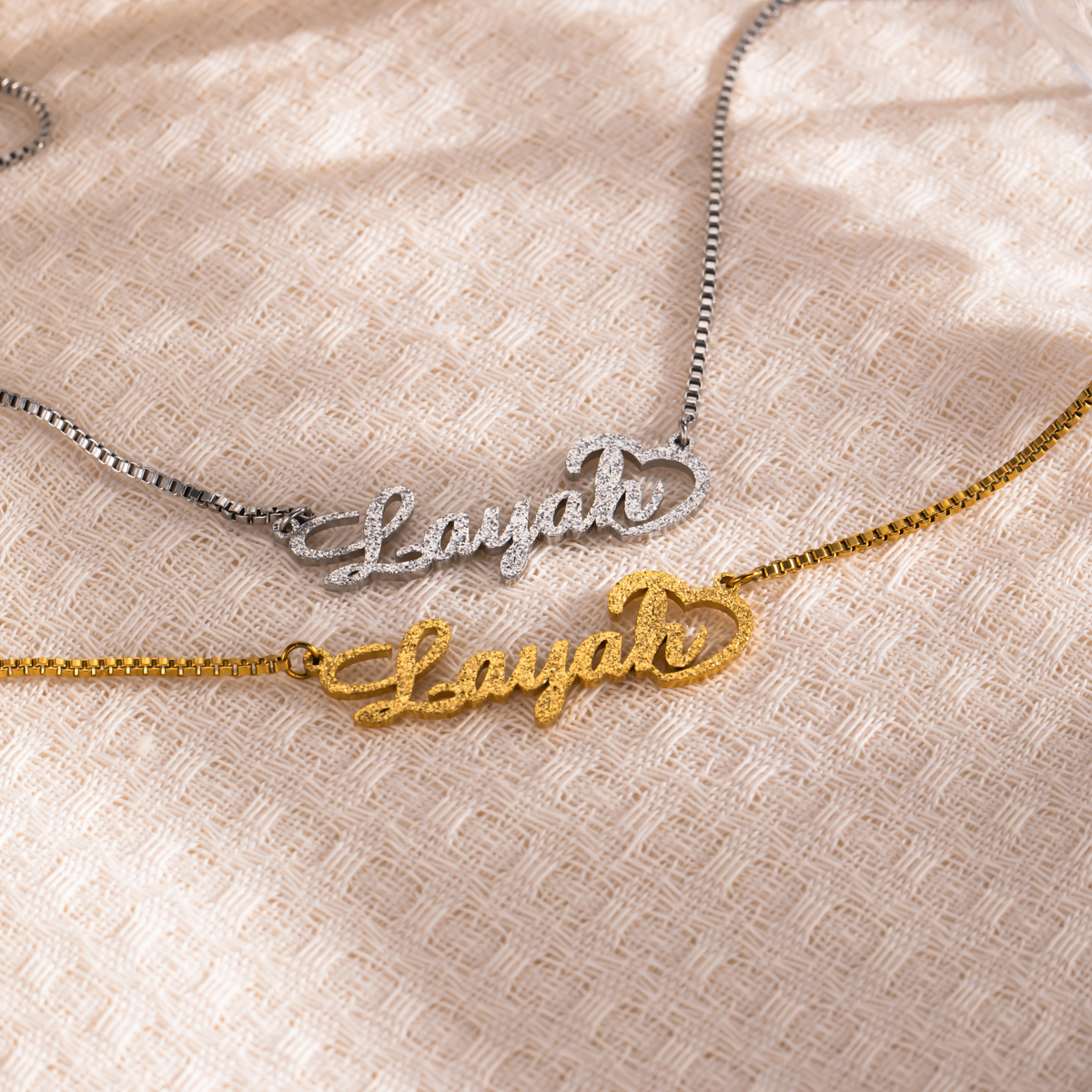 Exquisite Sand-Pressed Style Customized Name Necklace