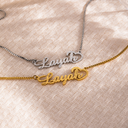 Exquisite Sand-Pressed Style Customized Name Necklace