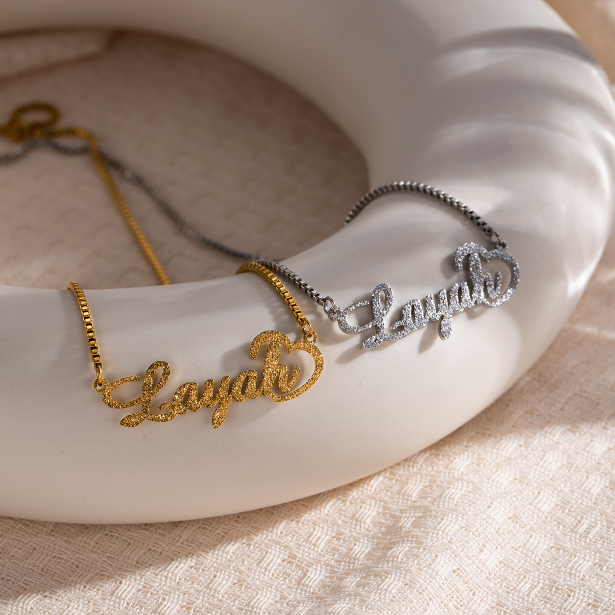 Exquisite Sand-Pressed Style Customized Name Necklace