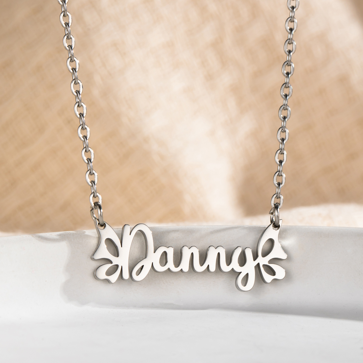 Double Sided Butterfly Wing Name Necklace