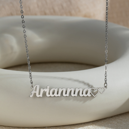 Double Hearts Customized Name Jewelry Set Necklace and Bracelet