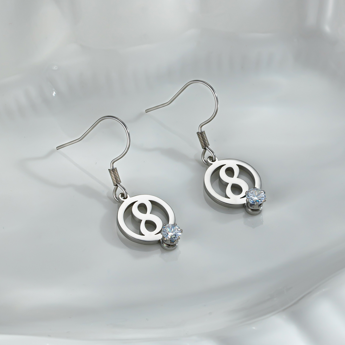 Costom Round Number Earrings with Rhinestones-Spefeel