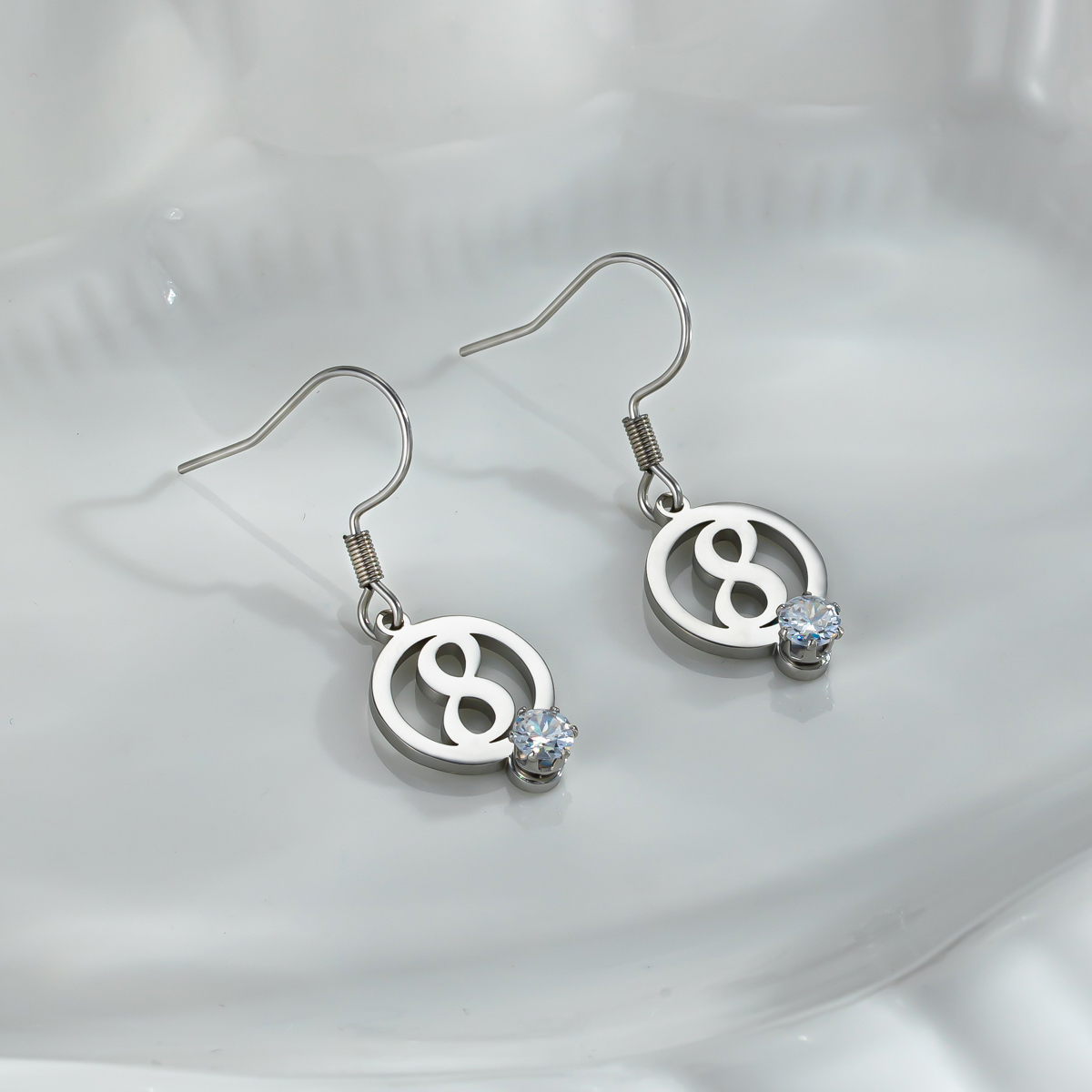 Costom Round Number Earrings with Rhinestones-Spefeel