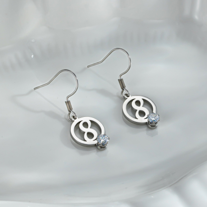 Costom Round Number Earrings with Rhinestones-Spefeel