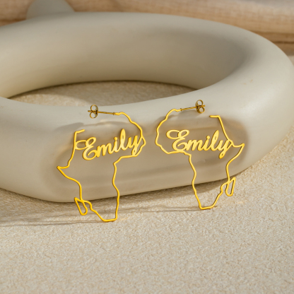 Customized Name Map African Earrings