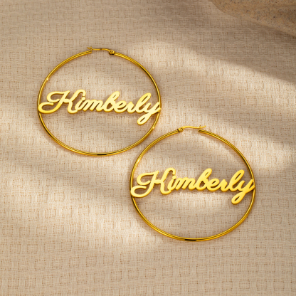 Custom Name Round Hoop Earrings