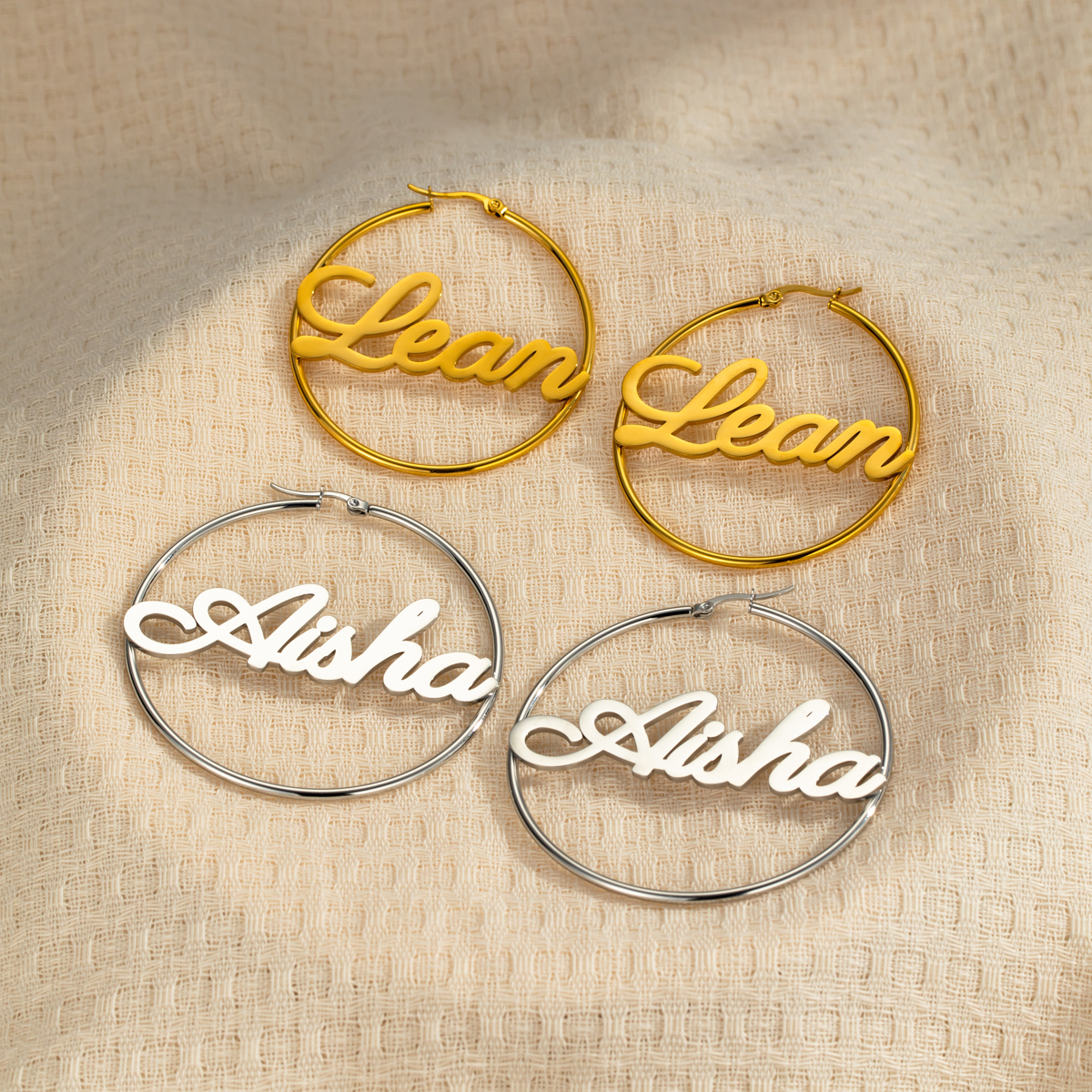 Custom Name Round Hoop Earrings