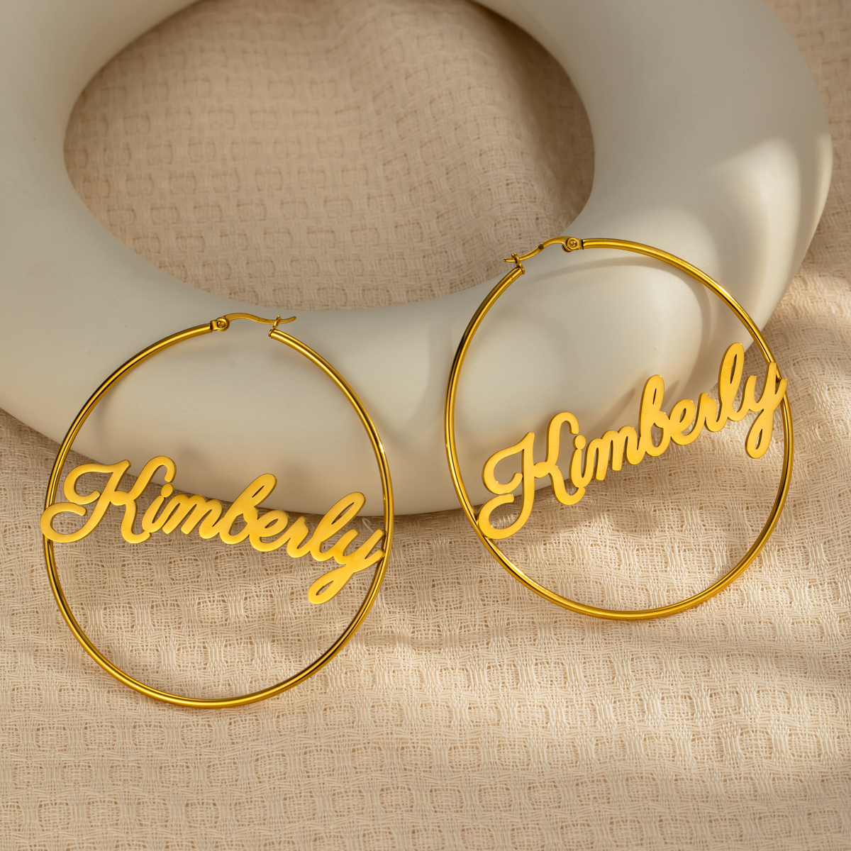 Custom Name Round Hoop Earrings