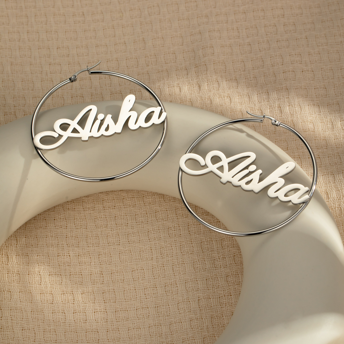 Custom Name Round Hoop Earrings