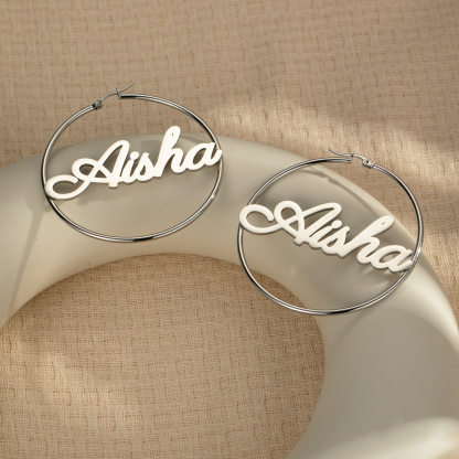 Custom Name Round Hoop Earrings