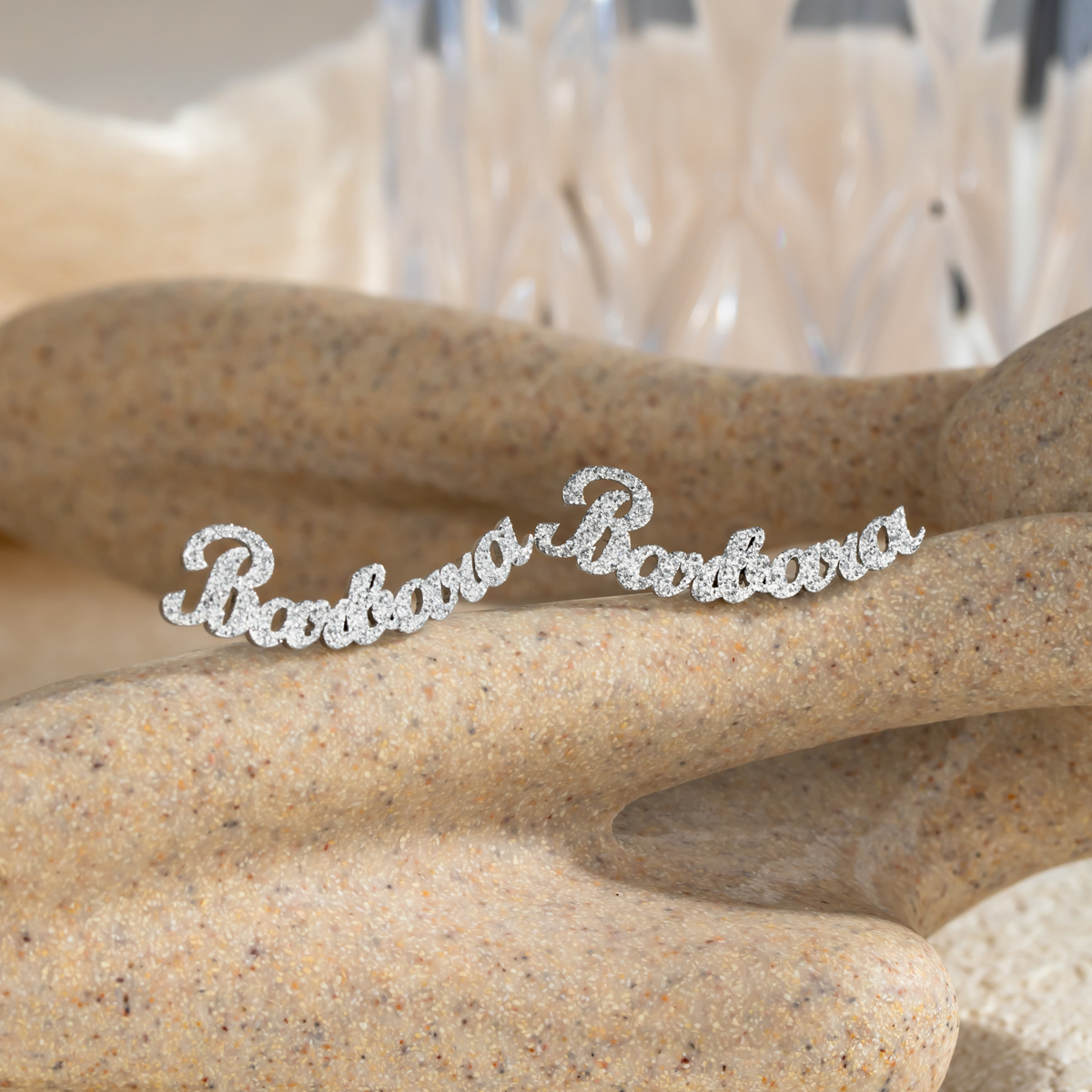 Sand-Pressed Customized Name Earrings