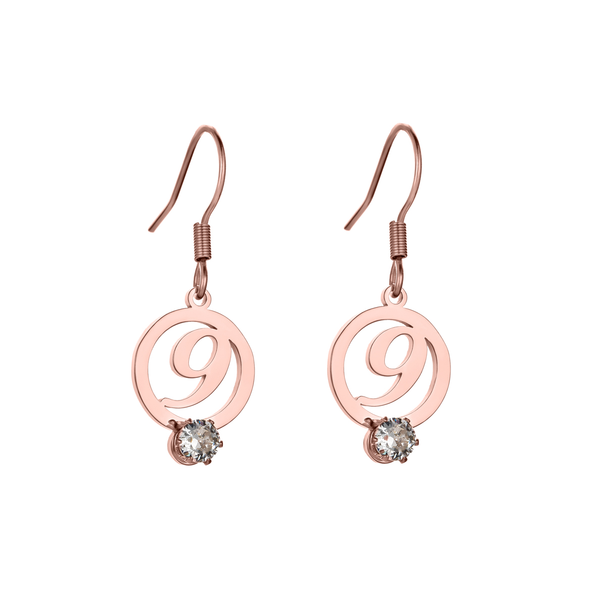 Costom Round Number Earrings with Rhinestones-Spefeel