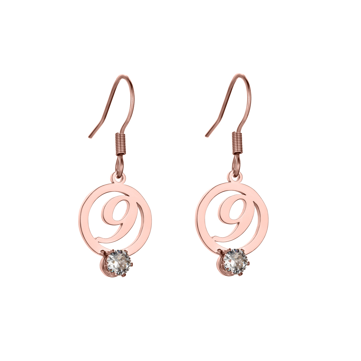 Costom Round Number Earrings with Rhinestones-Spefeel
