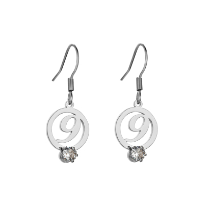 Costom Round Number Earrings with Rhinestones-Spefeel