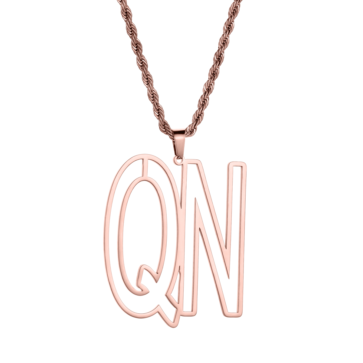 Customized Necklace with Simple Double-Letter Hollow Design 