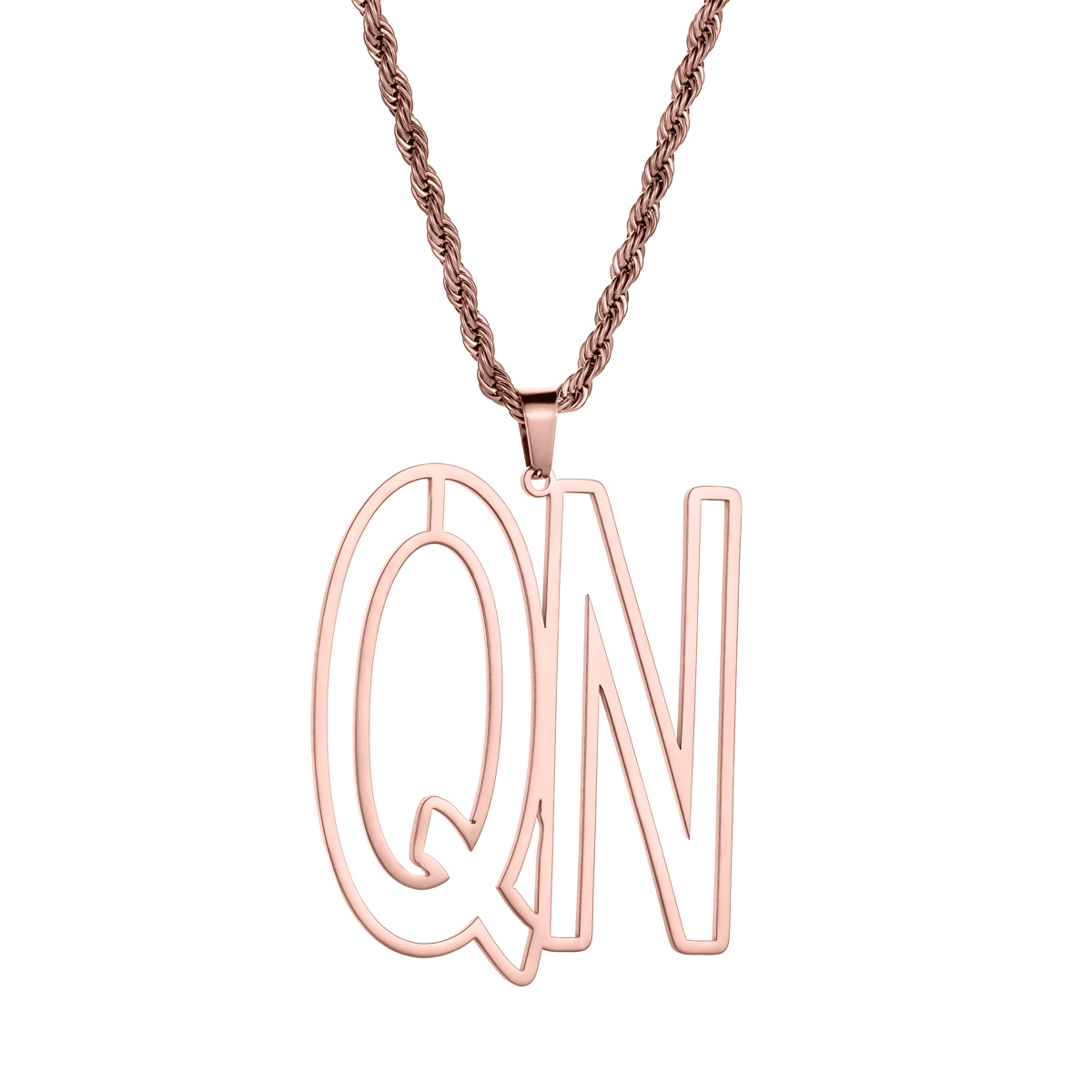 Customized Necklace with Simple Double-Letter Hollow Design 