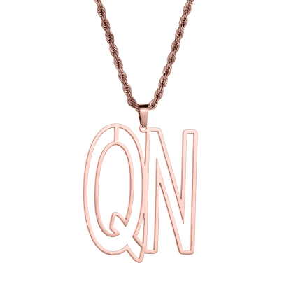 Customized Necklace with Simple Double-Letter Hollow Design 