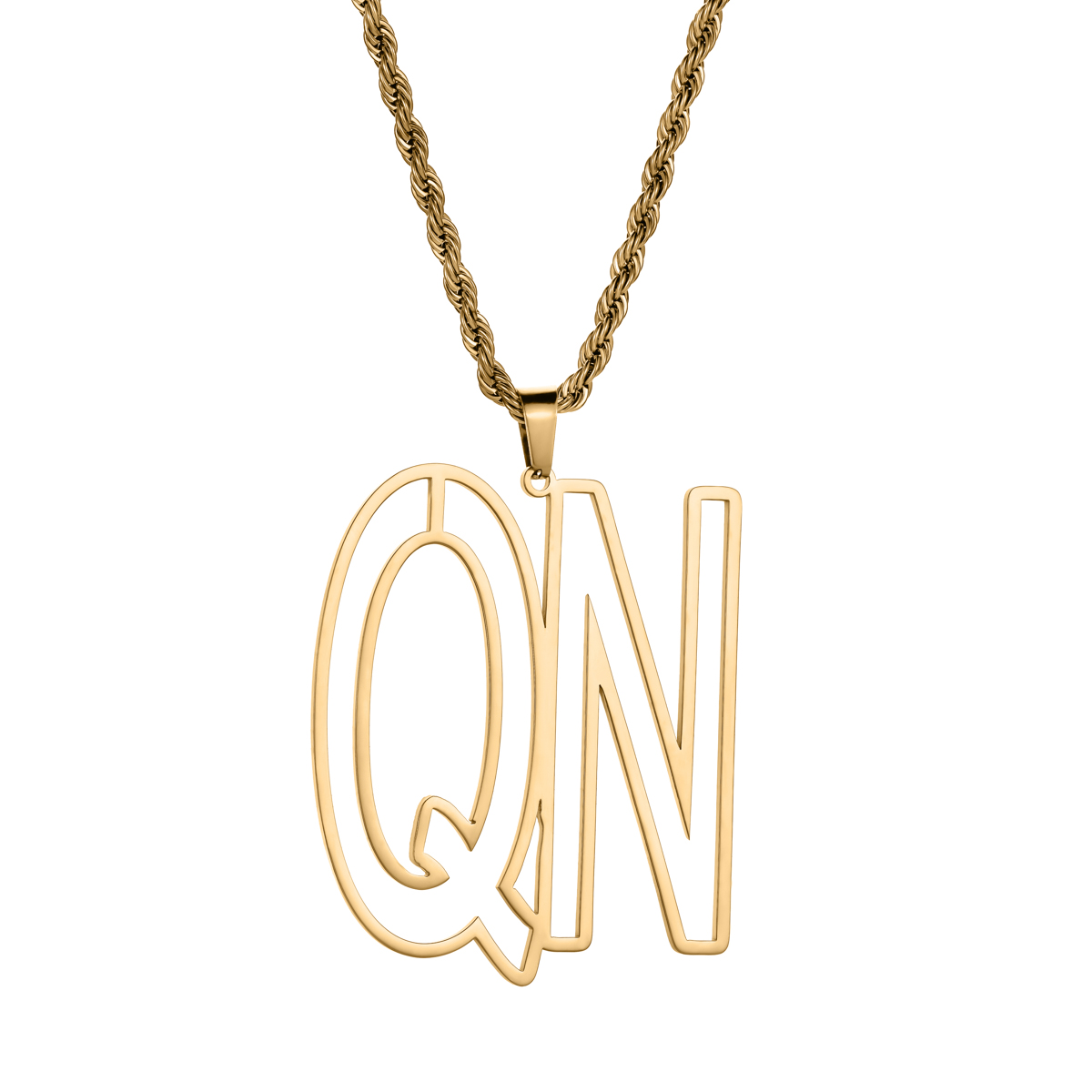 Customized Necklace with Simple Double-Letter Hollow Design 