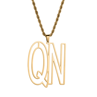 Customized Necklace with Simple Double-Letter Hollow Design 