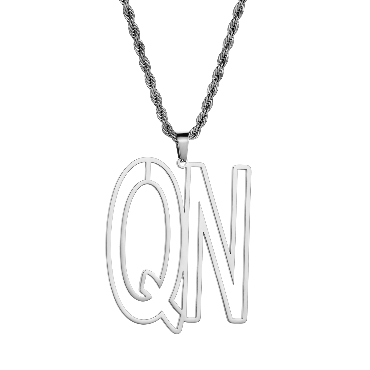Customized Necklace with Simple Double-Letter Hollow Design 