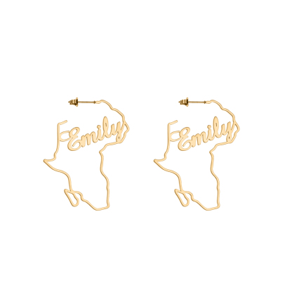 Customized Name Map African Earrings