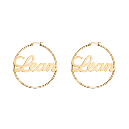 Custom Name Round Hoop Earrings