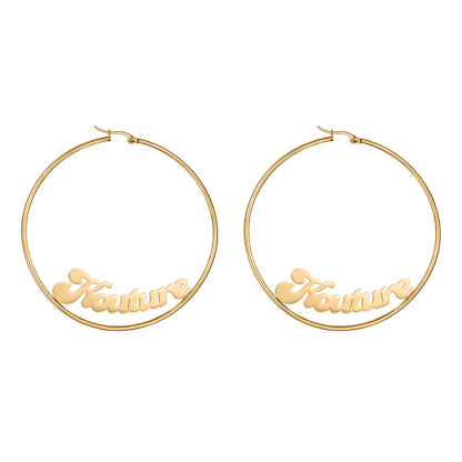 Stainless Steel Custom Name Hoop Earrings