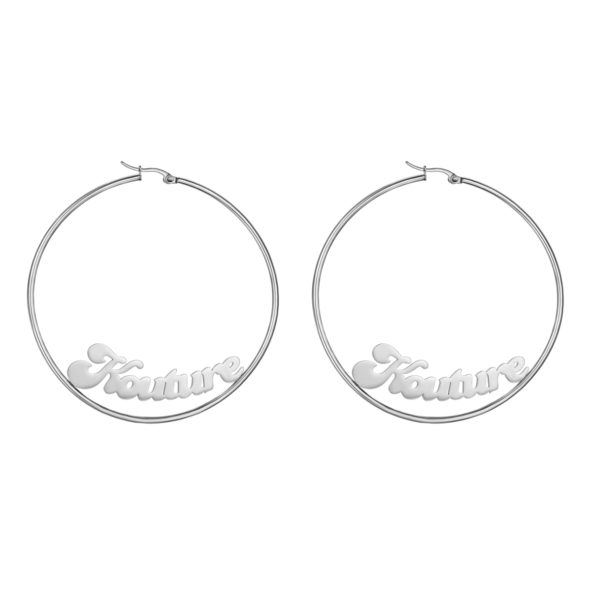 Stainless Steel Custom Name Hoop Earrings