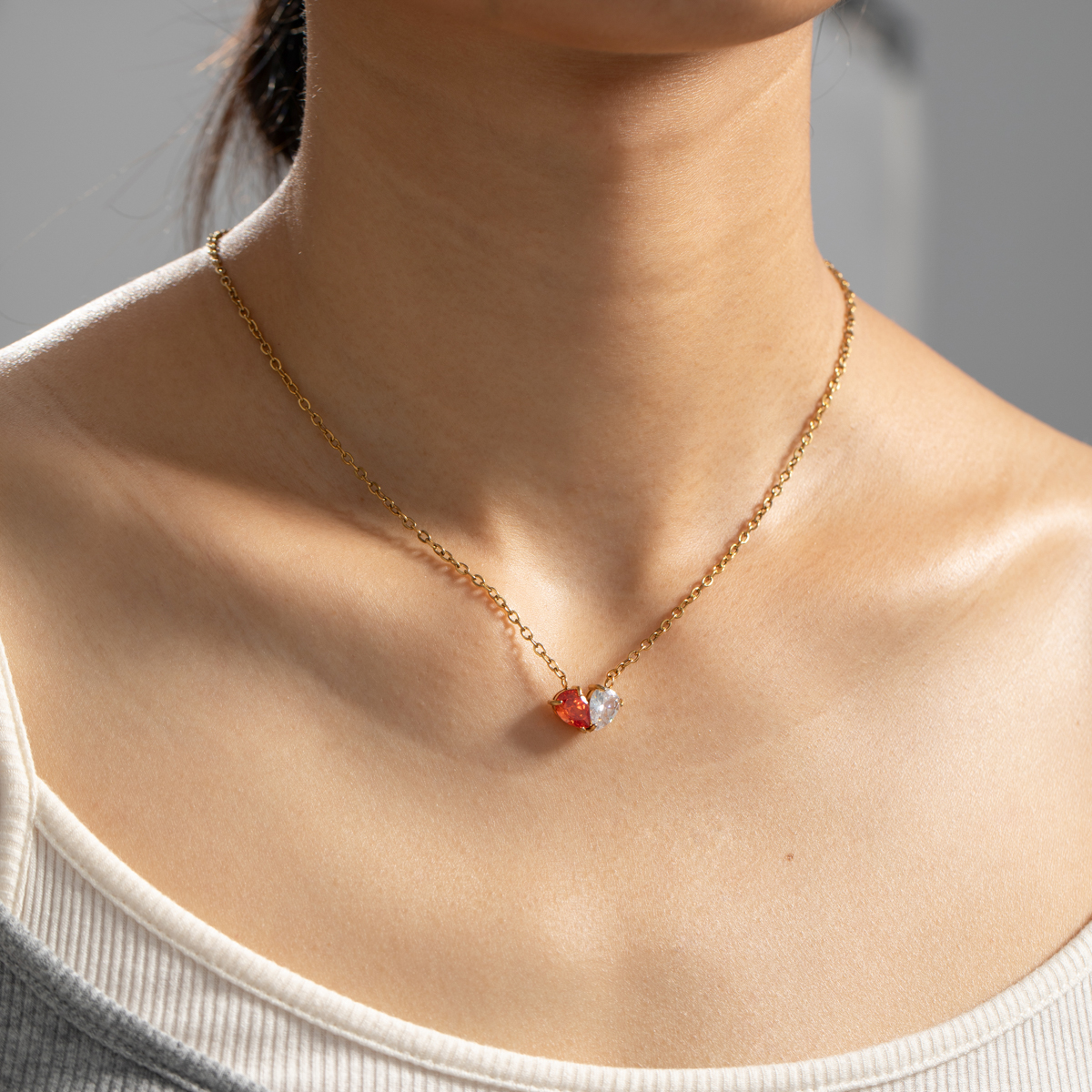 Double Teardrop Birthstone Necklace