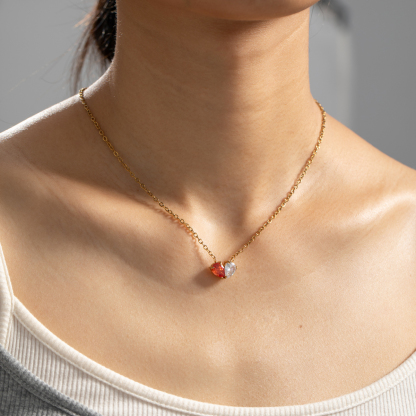 Double Teardrop Birthstone Necklace