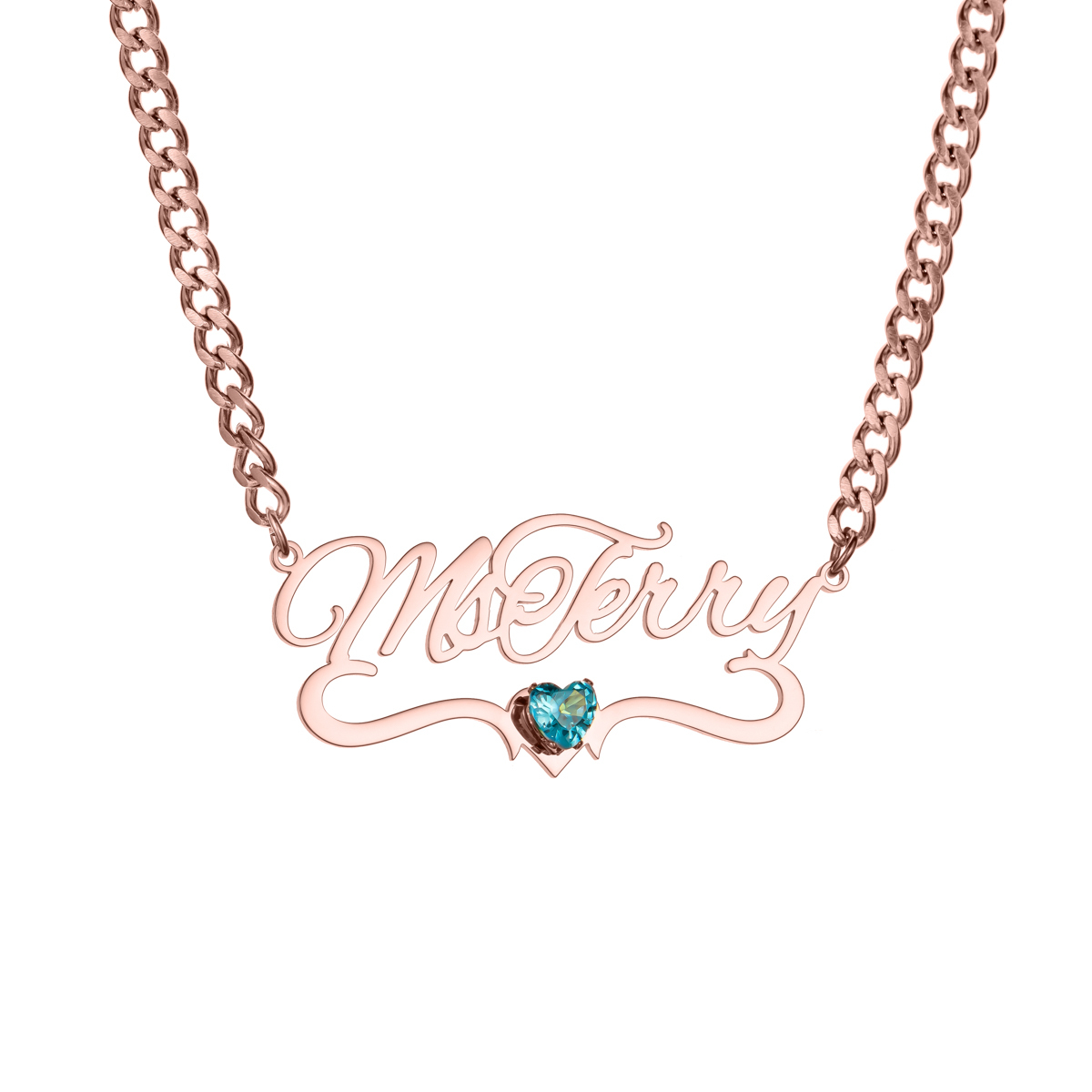 Custom Name Ribbon Birthstone Necklace